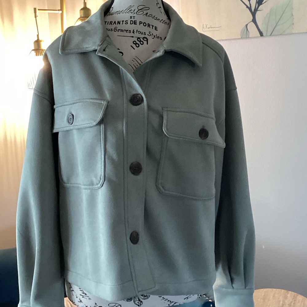 Philosophy Sage Green Button-Front Jacket